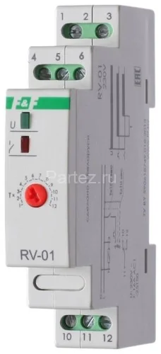 Реле времени RV-01 230В 16А задержка включ. 1..120с 1перекл. IP20 монтаж на DIN-рейке F&F EA02.001.0