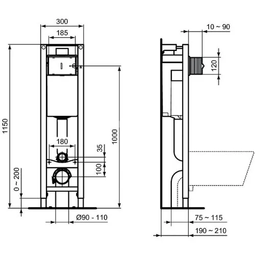 Инсталляция для подвесного унитаза Ideal Standard PROSYS ECO FRAME M (E2332промо)