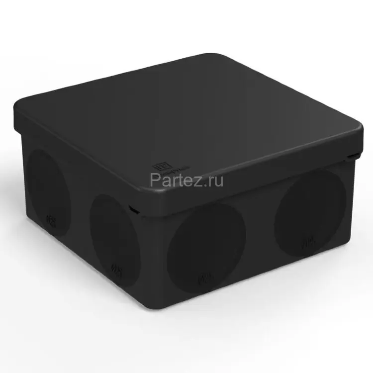Коробка распределительная ОП 100х100х50мм двухкомпонентная безгалоген. (HF) для прямого монтажа черн