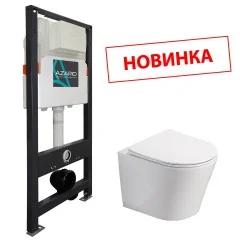 Сет AZARIO NEW Инсталляция для подвесного унитаза 3/6л + подвесной унитаз Azario Teramo безободковый