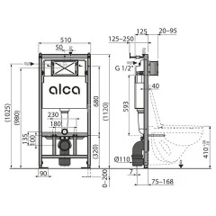 Сет инсталляция Alсa AM101/1120-4:1 RU M671-0001 + унитаз Gloria AZ-2003 с сиденьем микролифт