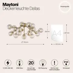 Потолочная люстра Maytoni MOD545PL-20G