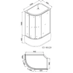 Душевая кабина Loranto 120х80х215, поддон 40 см (CS-66120R G)