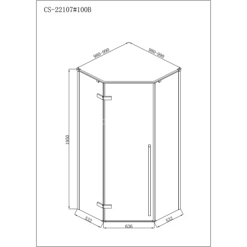 Душевое ограждение Loranto NEO 100x100x195 прозрачное закаленное стекло 8 мм, Easy clean, профиль черный, без поддона (CS-22107B-100)
