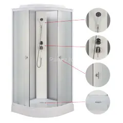 Душевая кабина Loranto 90x90x215 поддон 13 см, 4 мм матовое стекло, профиль и задняя стенка белого цвета (CS-981ТМ/W)