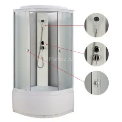 Душевая кабина Loranto 90x90x215 поддон 40 см, 4 мм матовое стекло, профиль и задняя стенка белого цвета (CS-986ТМ/W)
