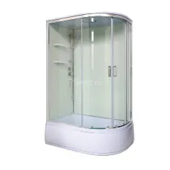 Душевая кабина Loranto NEO 120x80x(170+38) левая, с высоким поддоном 38см, прозрачное закаленное стекло 4 мм, задние стеклянные стенки белые, с двумя 