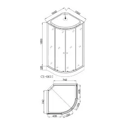 Душевая кабина Loranto CS-6611 G, 100х100х215, поддон 13 см
