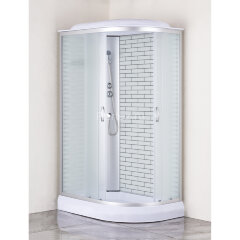 Душевая кабина Loranto 120х80х215 левосторонняя, поддон 13см, белый кирпичный узор, матовое стекло 4мм, профиль хром (CS6612013LFW120)
