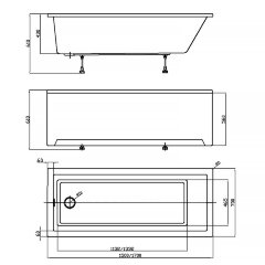 Ванна акриловая Azario EMILIA 150х70 прямоугольная, пристенная (AV.0011250)