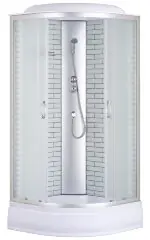 Душевая кабина Loranto 100х100х215 поддон 25 см, белый кирпичный узор, стекло 4 мм, профиль хром (CS-6610-25FW 100)
