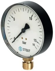 Манометр рад. D80 мм 16 бар 1/2&quot; STOUT