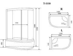 Timo Standart T-1110 P R душевая кабина (110*85*220), шт