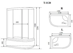 Timo Standart T-1120 P L душевая кабина (120*85*220), шт