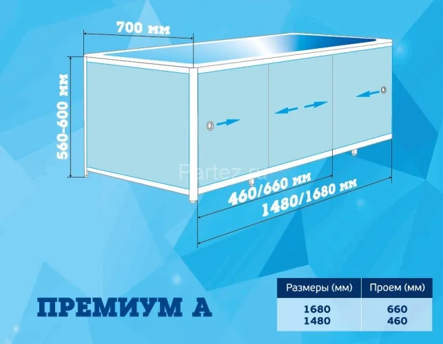 Экран для ванны Метакам ПРЕМИУМ А 1,68 Голубой (ЭПS_004498)