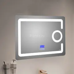 Зеркало с LED-подсветкой MELANA-8060 подогрев/часы/космет.зеркало/Bluetooth  (MLN-LED091B)