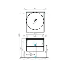 Зеркало AQUATON Лофт Фабрик 80, дуб кантри (1A242602LTDY0)