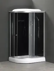 Душевая кабина LORANTO 120х80х215 с низким поддоном 13 см, черное закаленное стекло 4 мм, профиль хром (CS-66121R G 120)