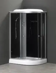 Душевая кабина LORANTO 120х80х215 с низким поддоном 13 см, черное закаленное стекло 4 мм, профиль хром (CS-66121L G 120)