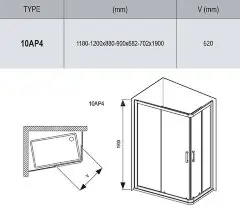 Душевой уголок Ravak 10° 10AP4 120x90 профиль Белый стекло Transparent (0ZVG70100Z1)