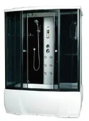 Душевая кабина с тропическим душем Loranto CS 77-3 A 150x85x215 см черная дверь раздвижная