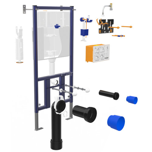 Сет LORANTO Инсталляция с кнопкой Line черная матовая + унитаз CANTO чёрный матовый с сиденьем микро