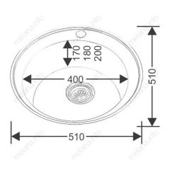 Мойка 510 N 0,6/170 врезная круглая с сифоном (018N*16)