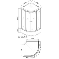 Душевая кабина Loranto 100х100х215 поддон 25 см, белый кирпичный узор, стекло 4 мм, профиль хром (CS-6610-25FW 100)