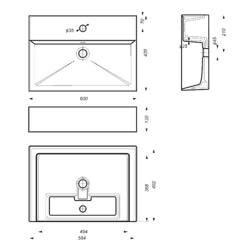 Раковина Sanita Luxe Novel 60, белая (NOV60SLWB01)