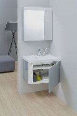 Тумба под раковину Ravak SD 10° 55 L, подвесная, левая, cерый глянец