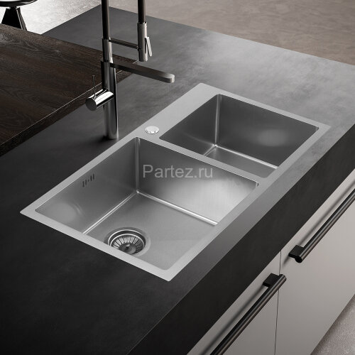 Мойка 7843 MELANA ProfLine 3,0/220 САТИН 2-я чаша, врезная прямоугольная S7843H