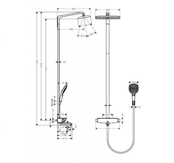27113400 Raindance Select E 360 Showerpipe для ванны, ½’, белый/хром