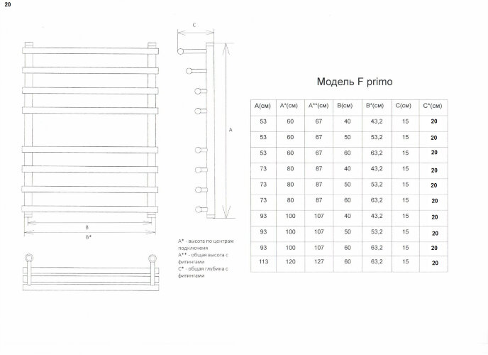 Полотенцесушитель водяной ДВИН F Primo лесенка 80/50, полированный (4627086033096)
