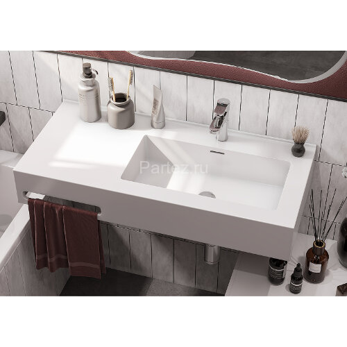 Раковина Aquaton Квадро Про 100 R, правая, белая (1A733231QA01R)