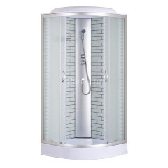 Душевая кабина Loranto SUNWAY 100х100х215 поддон 13см, белый кирпичный узор, матовое стекло 4мм, профиль хром (CS661013FW100)