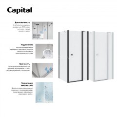 Душевое ограждение Roca Capital боковая панель 90x195, черный (M4409016M)