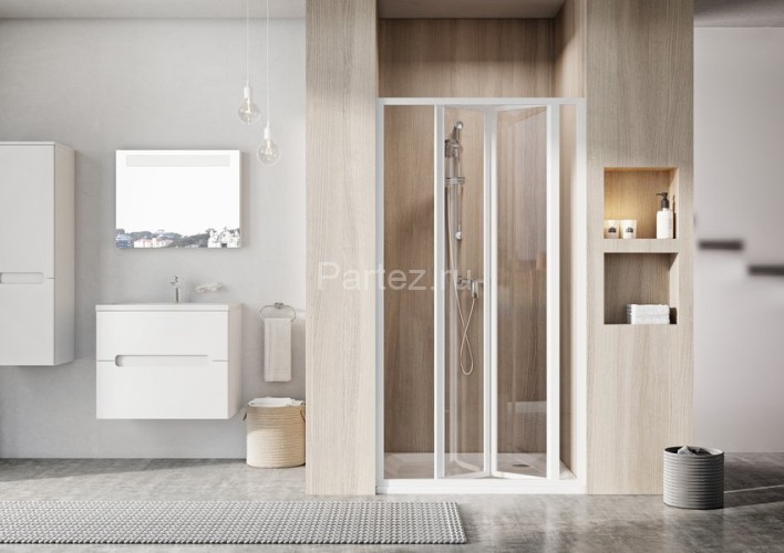 Душевая дверь Ravak Supernova складная 101х185, толщина полотна 3мм универсальная, цвет профиля белый