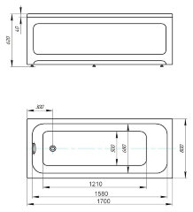 Ванна акриловая AZARIO BELLA прямоугольная 170*80 см (AV.0023170)