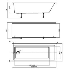 Ванна акриловая Azario LILIANA 170х70 см пристенная, прямоугольная, белый (AV.0012170)