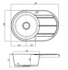 Кухонная мойка AQUATON Амира, графит (1A712932AI210)