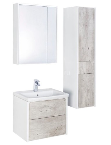 Тумба под раковину Roca Ronda, 60 см, с ящиками, бетон/белый глянец (Z.RU93.0.300.2)