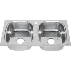 Мойка 8747S MELANA 0,6/180 2-я чаша врезная прямоугольная с сифоном (199 t *8)