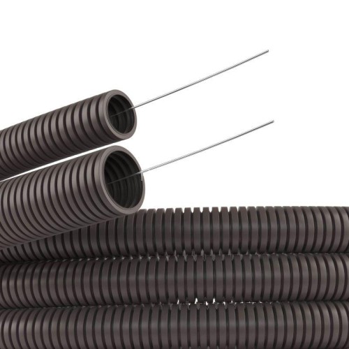 Труба гофрированная ПА 6 d12мм dвнутр.12.2мм dвнешн.15.8мм с протяжкой ПВ-0 темн. сер. (уп.50м) DKC