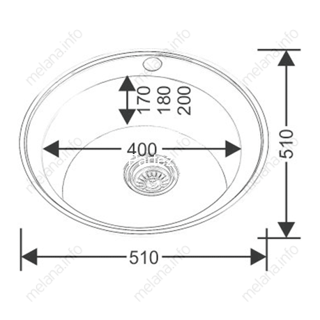 Мойка 510 MELANA 0,6/170 врезная круглая с сифоном (018 tb *16)
