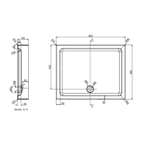 Душевой поддон Azario 800х800х150 R/L, для TORONTO 1432B (P18 R/L)