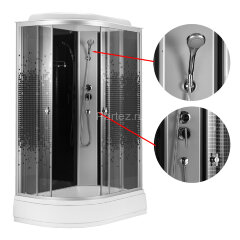 Душевая кабина Loranto 120x80x215 правая, поддон 13 см, 4 мм прозрачное стекло с рисунком "мозайка" (CS-1200-13ТМ/М R)