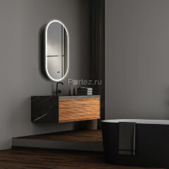 Зеркало-шкаф AZARIO Soho Black 500х1000 - 3.1 ЖК-часы, подогрев, сенсорный выключатель с функцией ди