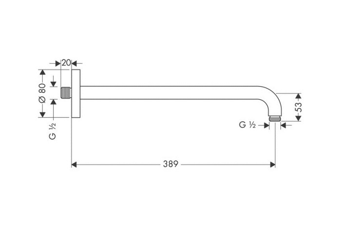 27413000 Держатель душа 389 мм, ½’, хром
