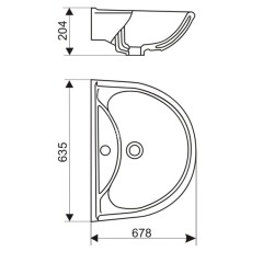 Раковина Престиж 635х678х204 подвесная, без постамента (45101000107)