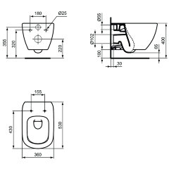 Промо-комплект Ideal Standard Tesi Aqua Blade Подвесной унитаз с инсталляцией, с сиденьем Микролифт 